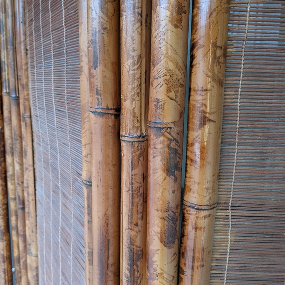 vtg 70s retro rattan bamboo screen room divider - Picture 3 of 9